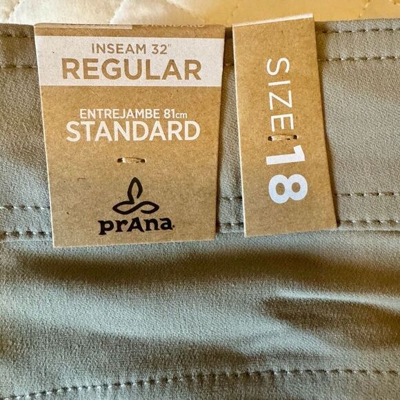 NWT PrANa Halle Straight Cut Hiking Pants sz18 Regular - Dark Khaki - Picture 3 of 7